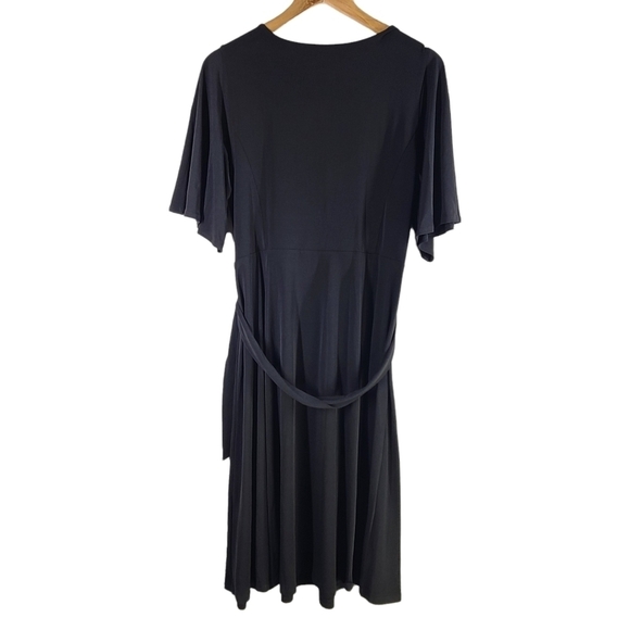 NWT Charter Club Summer Escape Waist Tie Dress Black Short Sleeve‎ Sz 0X - Picture 2 of 6